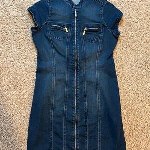 G by Guess Denim Zip-Front Dress